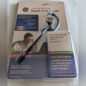 GE universal all in one hands free headset voice over Internet 4 cell PC Mac BN